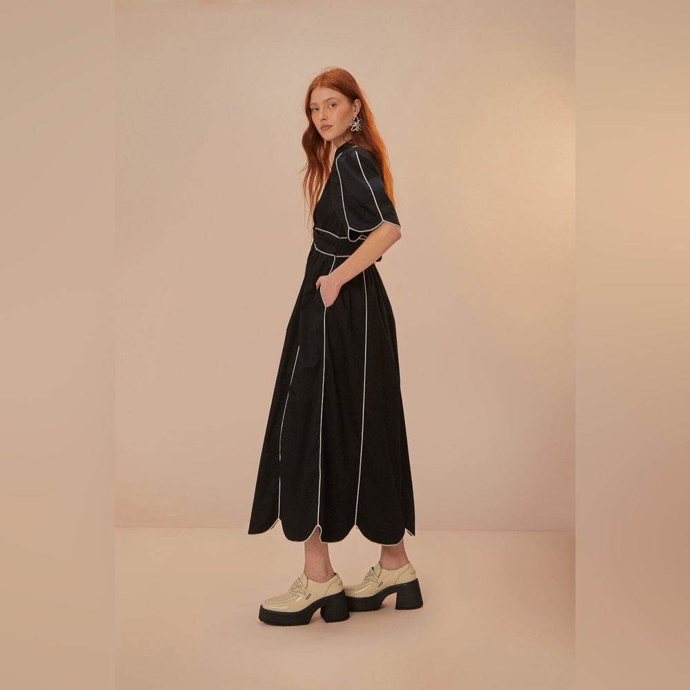 FARM Rio Black Dress with White Contrast Detail - Picture 4 of 12